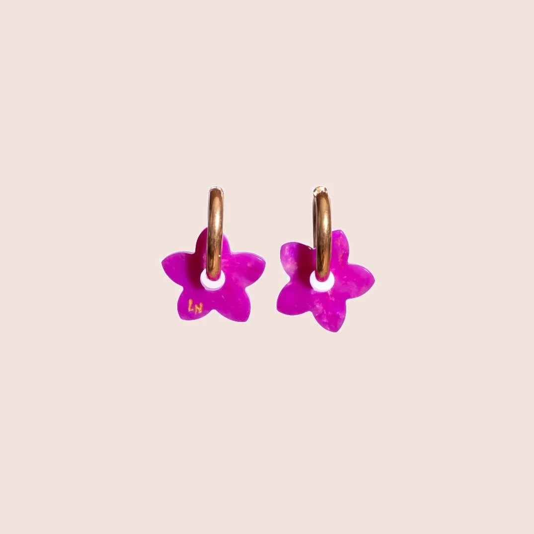 Créoles Tiaré Acétate Fuchsia – Les Nicolettes