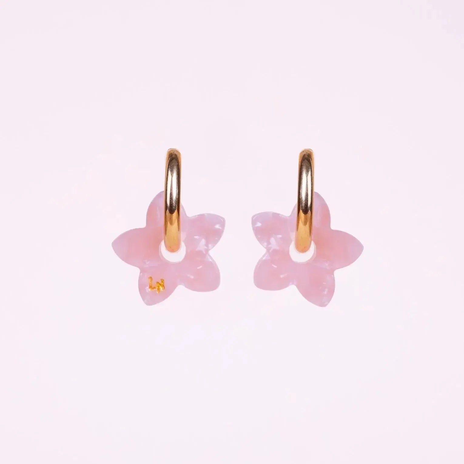 Créoles Tiaré Acétate Rose Poudré-Les Nicolettes