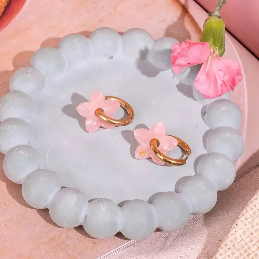 Créoles Tiaré Acétate Rose Poudré-Les Nicolettes