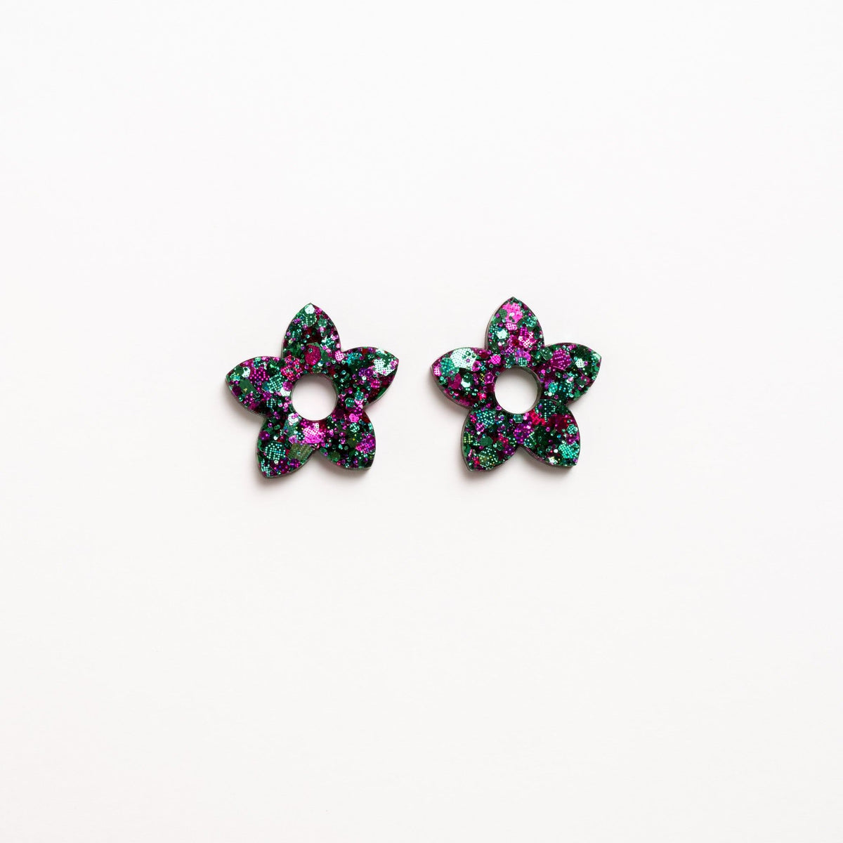 Créoles Tiaré Émeraude Fuchsia-Les Nicolettes