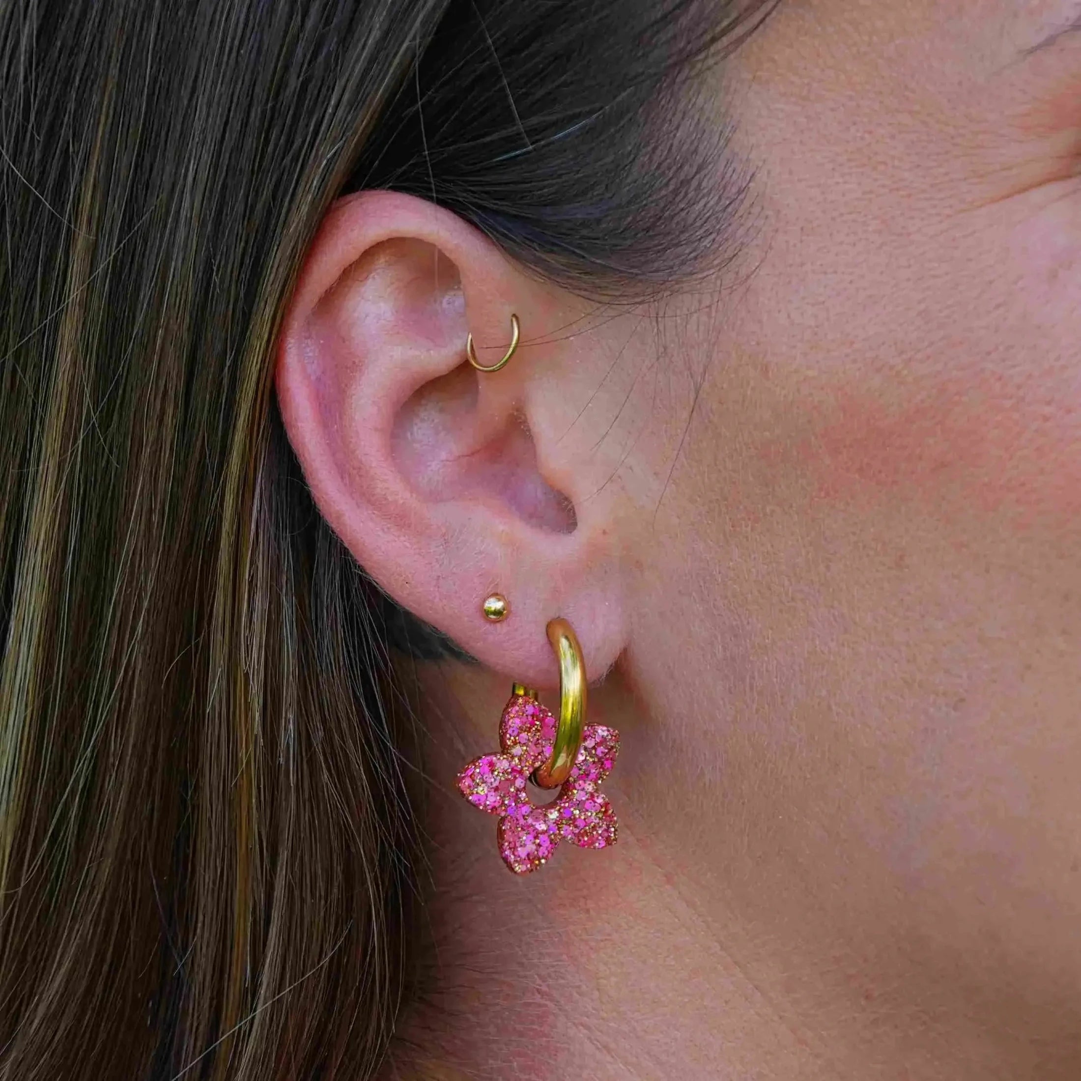 Créoles Tiaré Mix Rose Rouge-Les Nicolettes