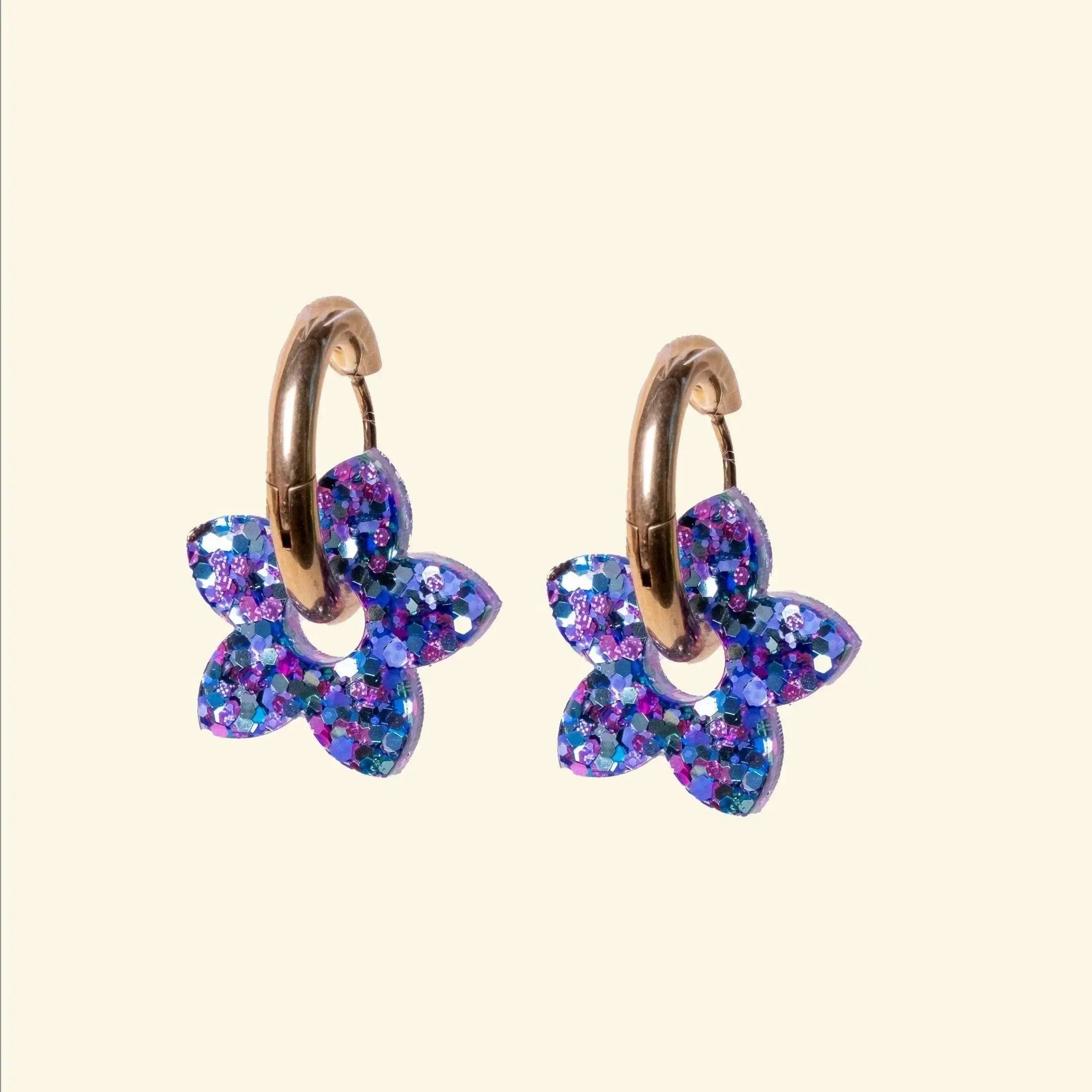 Créoles Tiaré Mix Violet Bleu-Les Nicolettes