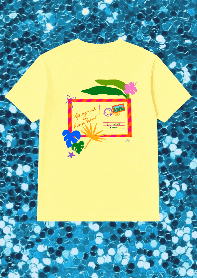 T-Shirt Gelb | Postkarte Réunion