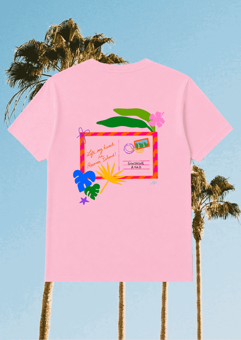 T-Shirt Rosa | Postkarte Réunion