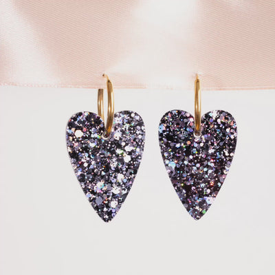Stop motion – Boucles d'oreilles Cœur Mix Noir – Les Nicolettes