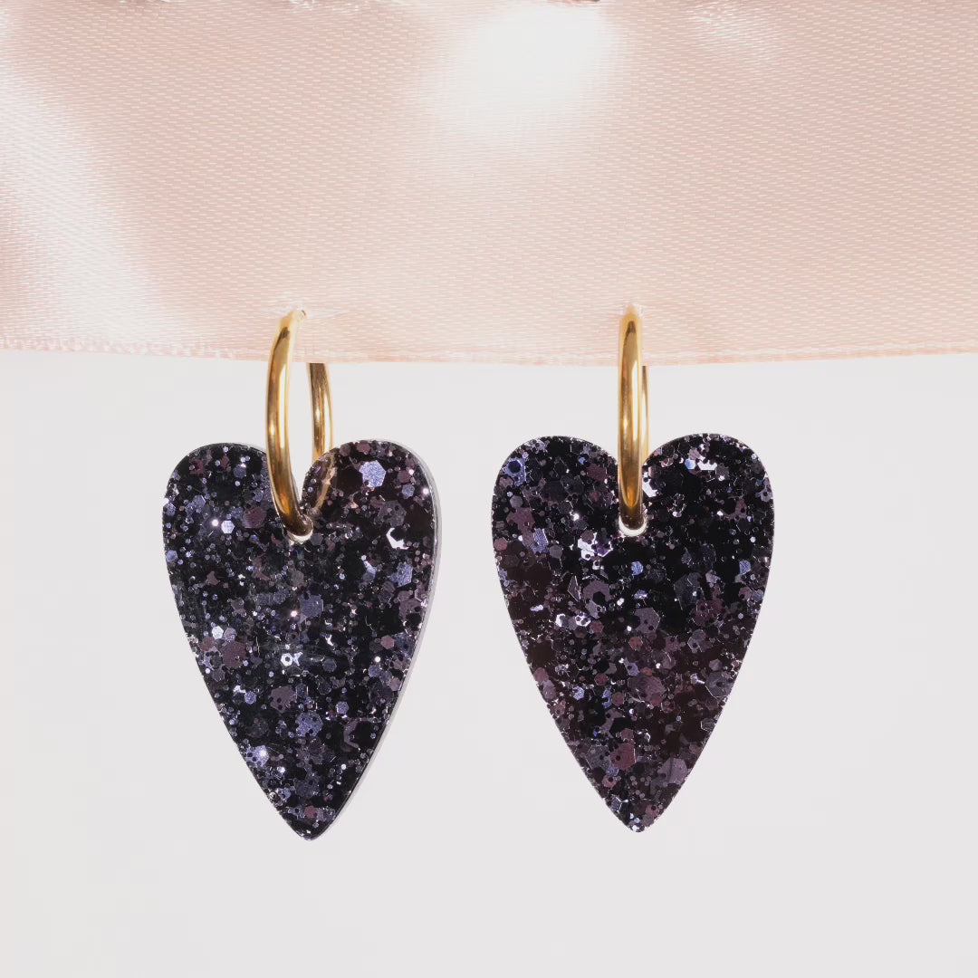 Stop motion – Boucles d'oreilles Cœur Night Blue – Les Nicolettes