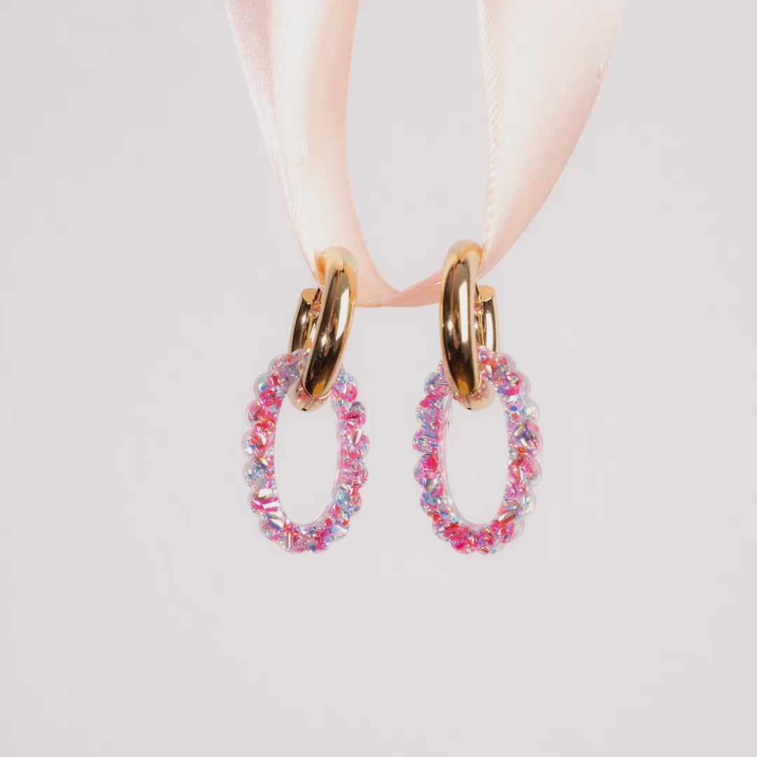 Stop motion – Créoles Ovale Pink Blue – Les Nicolettes