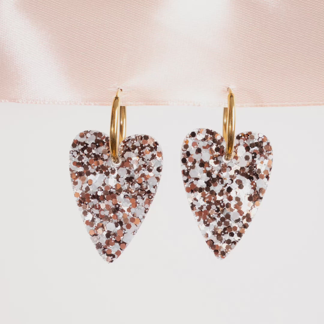 Stop motion – Boucles d'oreilles Cœur Mix Bleu Marron – Les Nicolettes