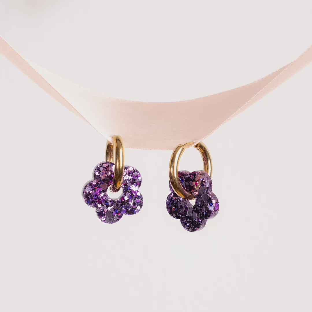 Stop motion – Créoles Fleur Mix Violet – Les Nicolettes