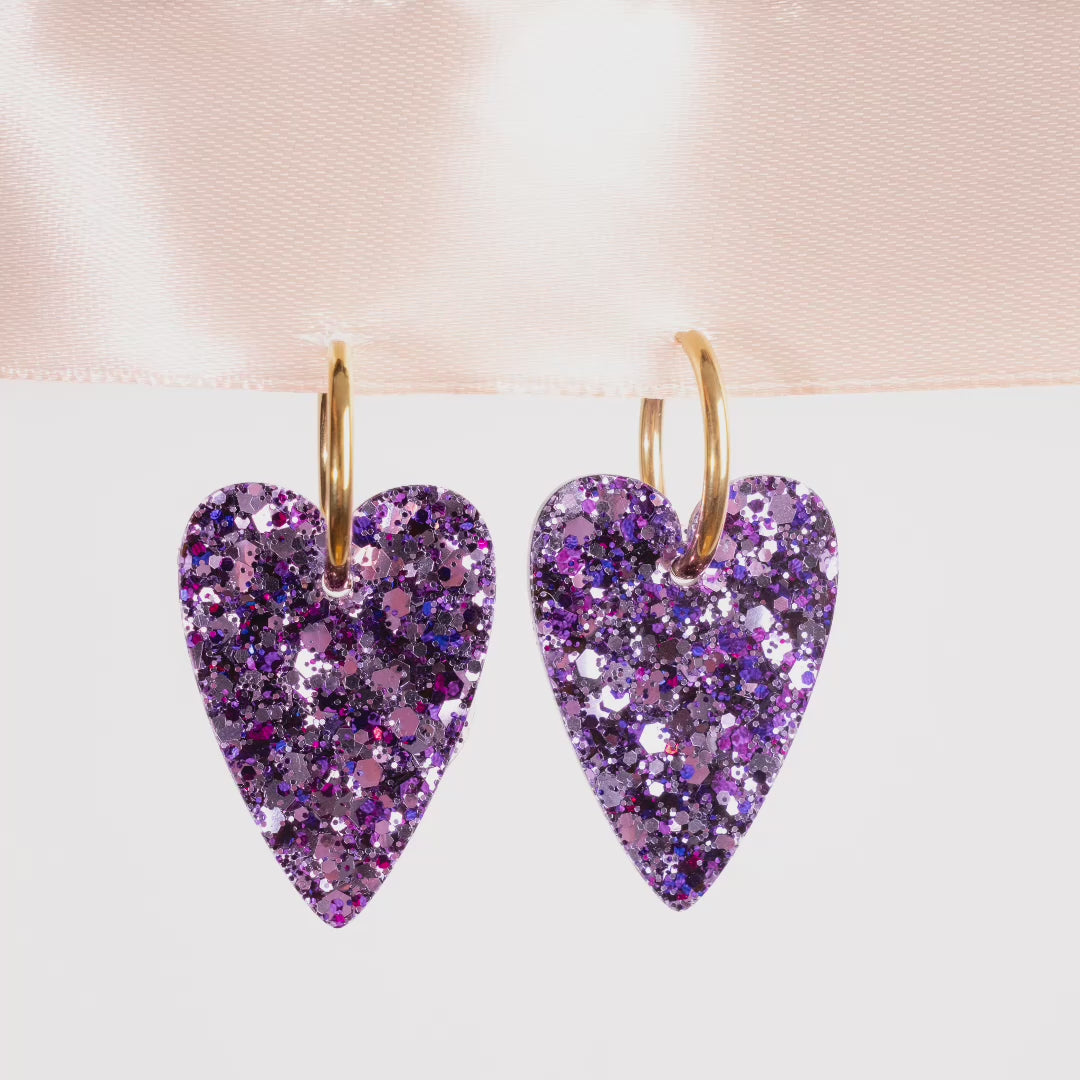 Stop motion – Boucles d'oreilles Cœur Mix Violet – Les Nicolettes