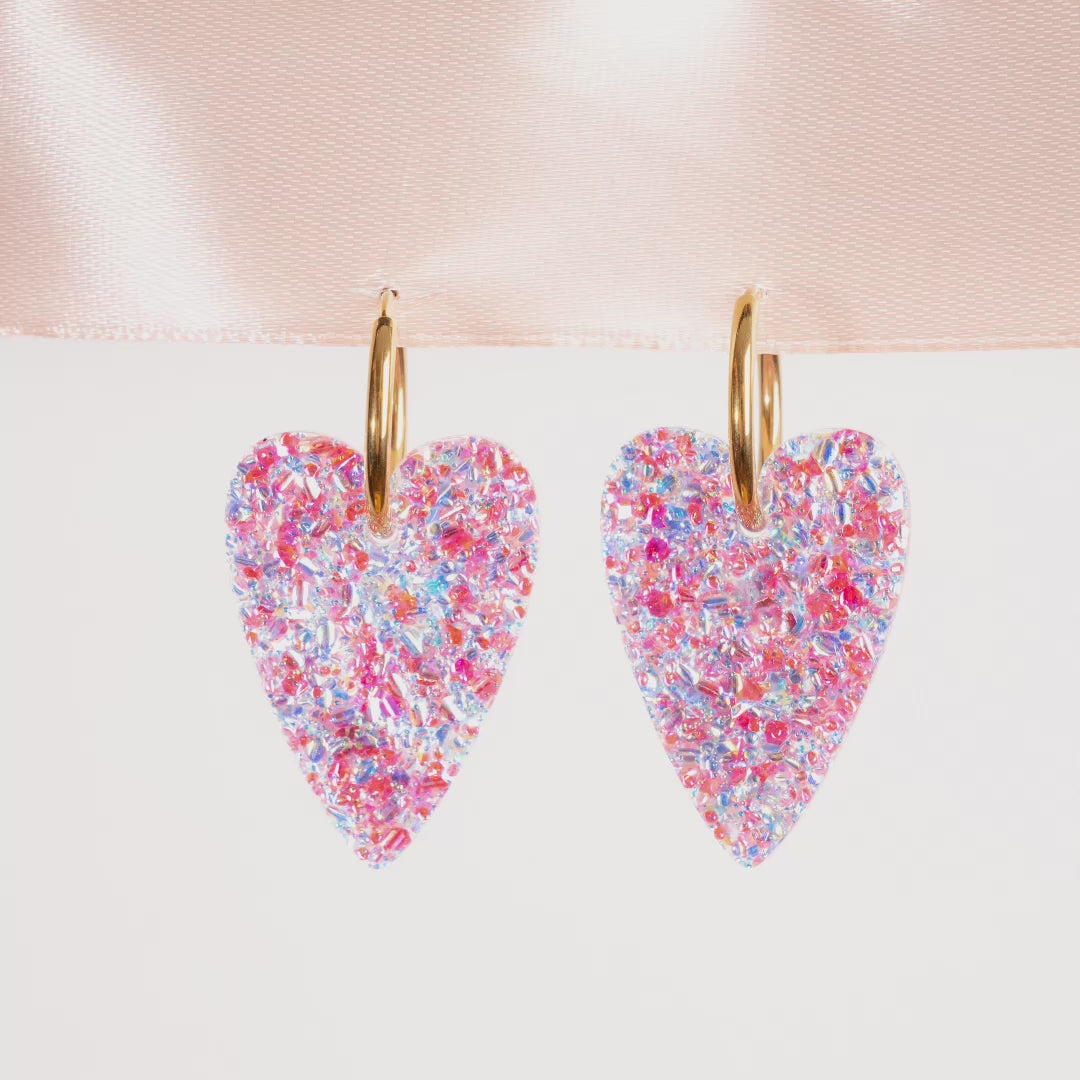 Stop motion – Boucles d'oreilles Cœur Pink Blue – Les Nicolettes