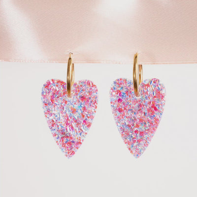 Stop motion – Boucles d'oreilles Cœur Pink Blue – Les Nicolettes