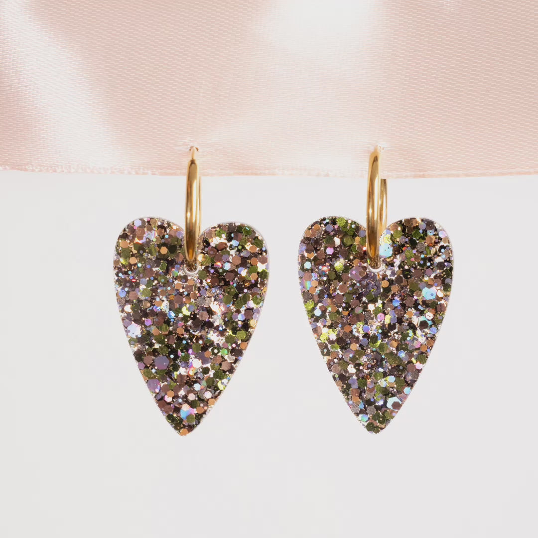 Stop motion – Boucles d'oreilles Cœur Mix Vert Parme – Les Nicolettes