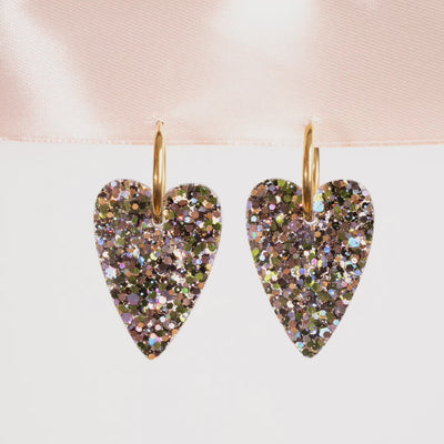 Stop motion – Boucles d'oreilles Cœur Mix Vert Parme – Les Nicolettes