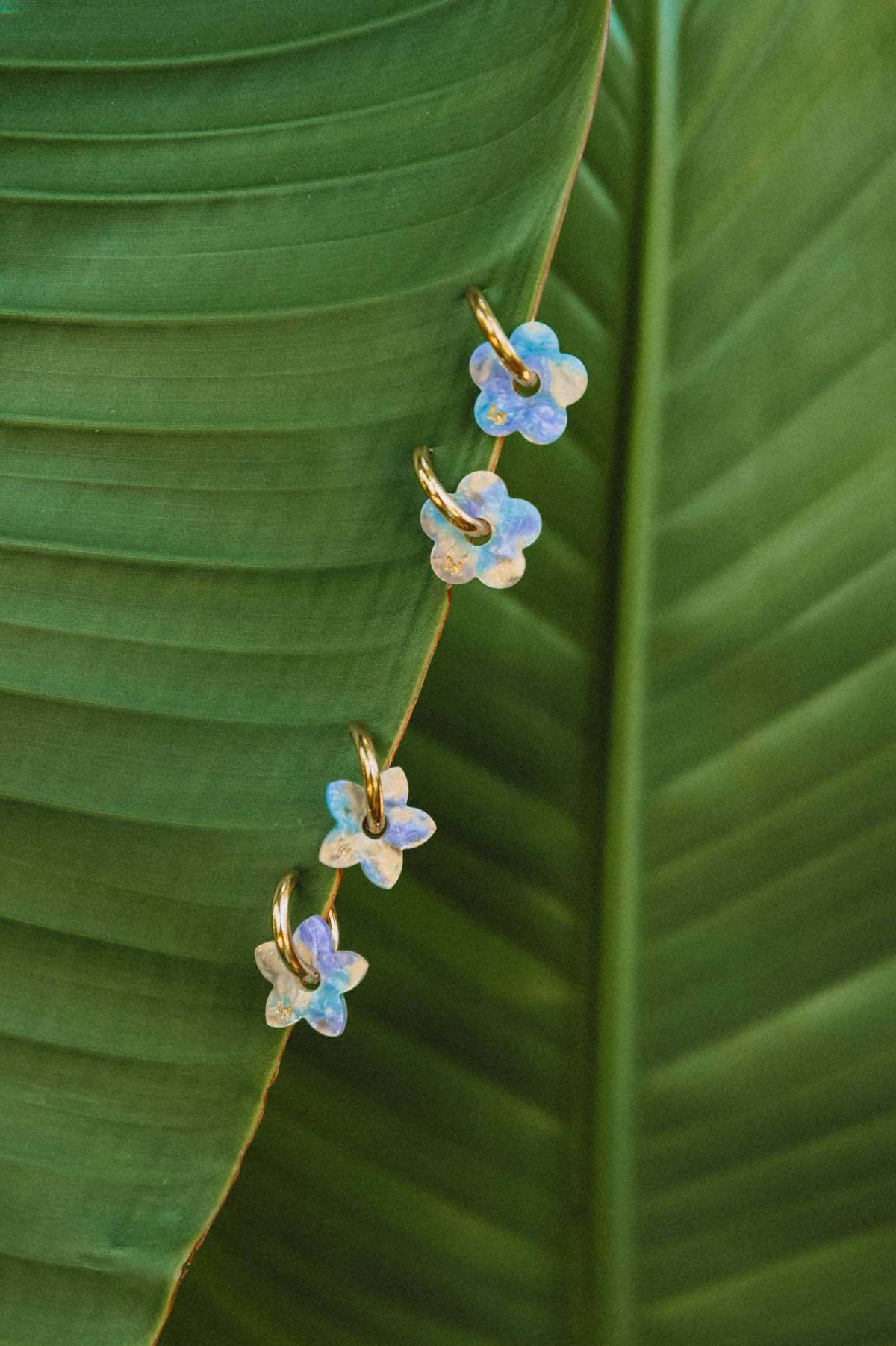 Créoles Fleur Acétate Bleu Rose-Les Nicolettes
