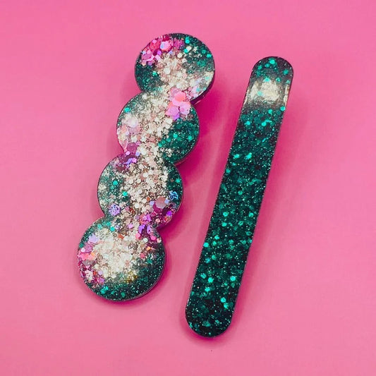 Barrettes Chloé fait main en France en résine époxy Les Nicolettes